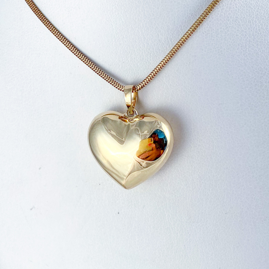 Žluté zlato přívěsek duté SRDCE 19,5mm výška